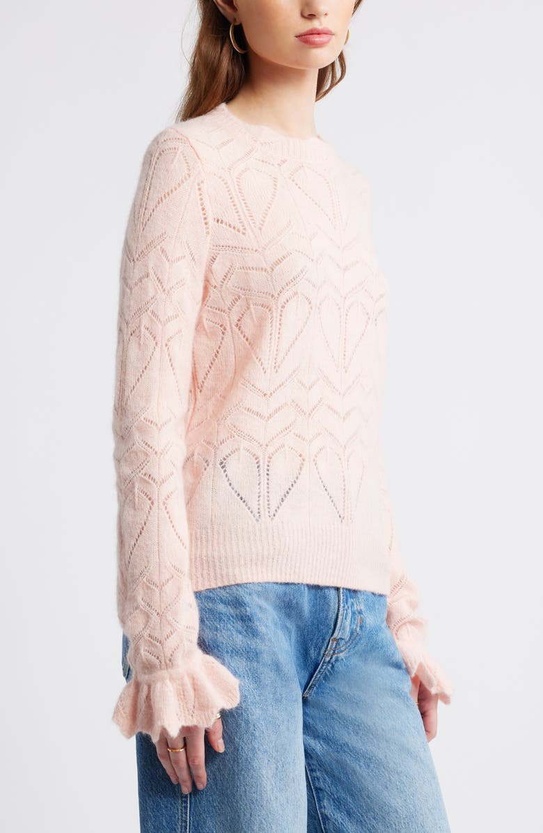 Treasure & Bond Pointelle Scallop Neck Sweater, Alternate, color, Pink Lotus