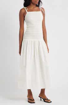 Topshop Shirred Linen Midi Sundress