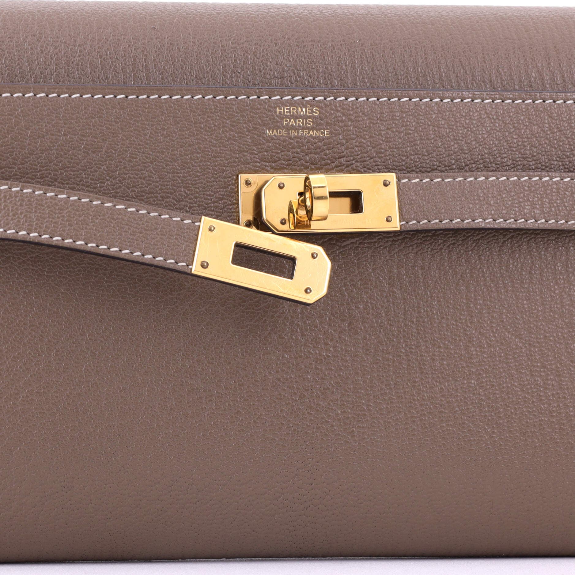 Pre-Owned Hermes Kelly To Go Wallet Chevre Mysore, Alternate, color, Etoupe