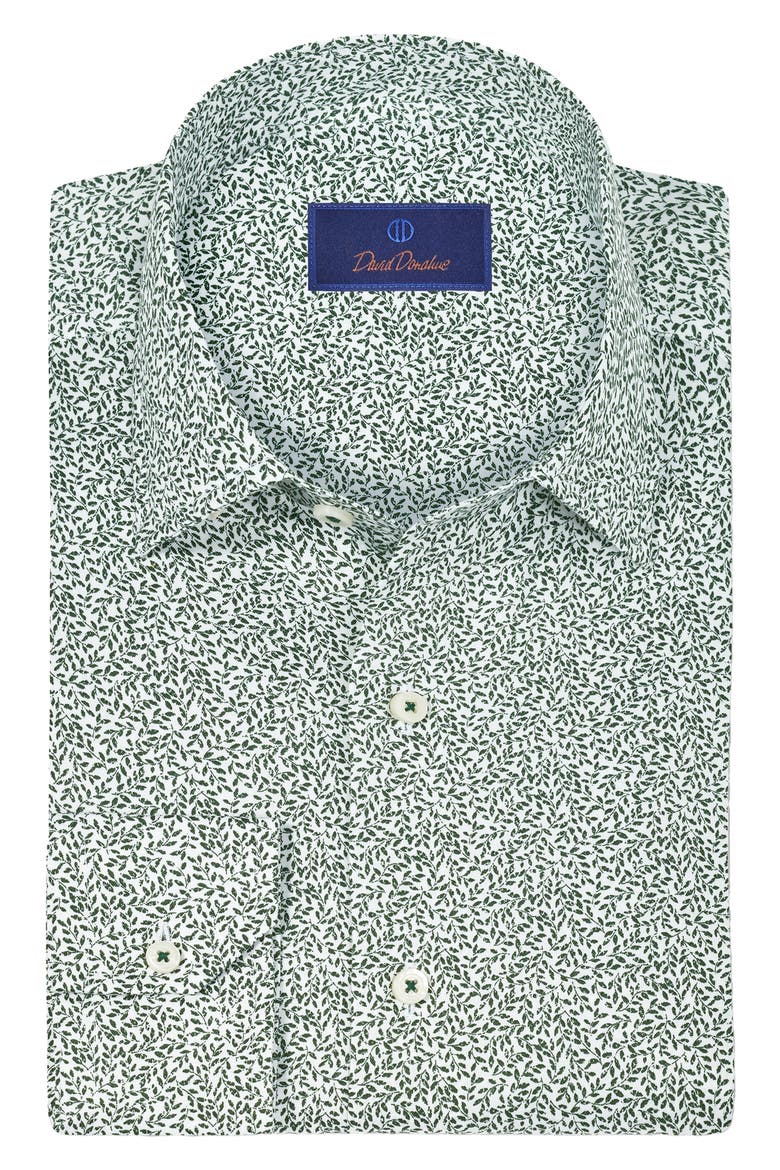 Botanical Print Cotton Sport Shirt, Main, color, HUNTER