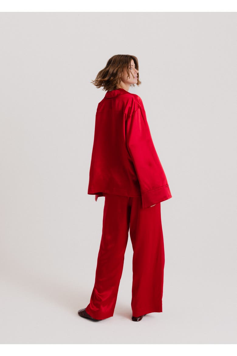 Silk Wide Leg Pants, Alternate, color, Red