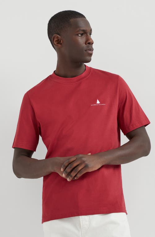 Brunello Cucinelli Slim-fit Logo-print Cotton-jersey T-shirt In Red