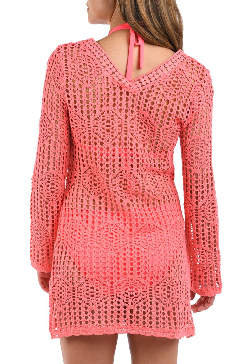 Waverly Long Sleeve Cotton Cover-Up Dress, Alternate, color, CORAL REEF