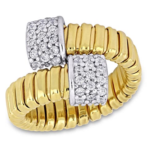 Cubic Zirconia Omega Wrap Ring Sterling Silver