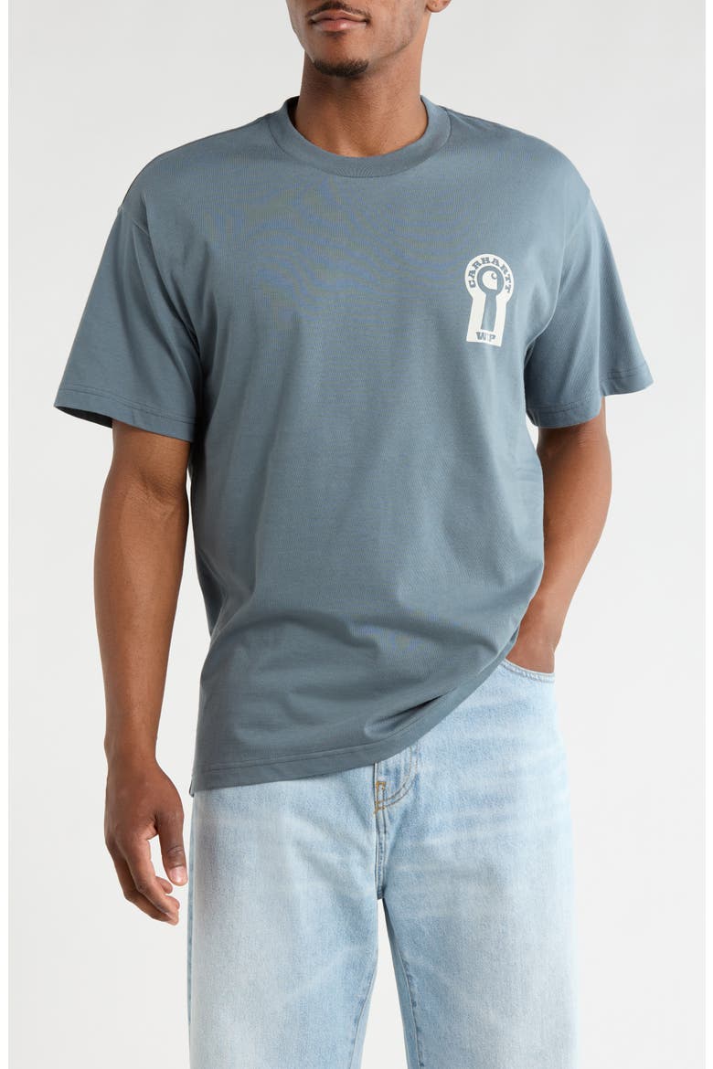 Locked Organic Cotton Graphic T-Shirt, Main, color, COZY BLUE