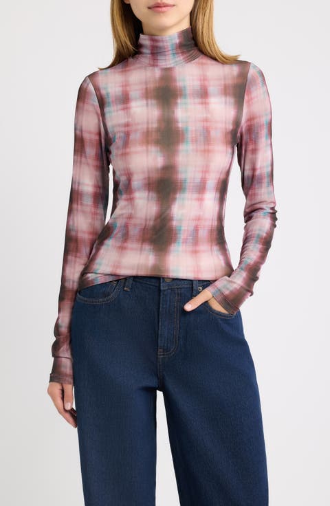 Yana Plaid Turtleneck Top