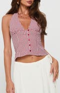 Princess Polly Isolda Gingham Button-Up Halter Top
