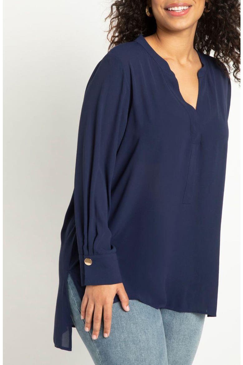 Mandarin Collar Tunic, Alternate, color, EVENING BLUE