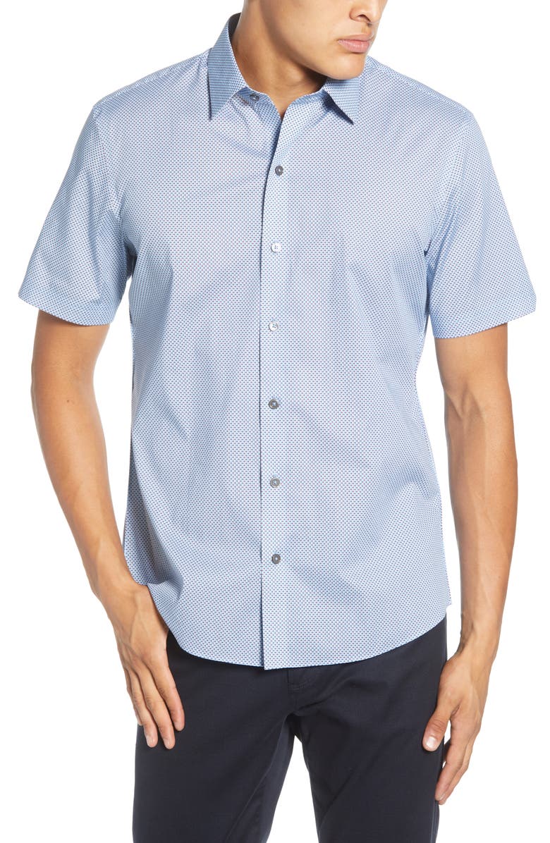 Zachary Prell Janac Regular Fit Short Sleeve Button-Up Stretch Cotton Shirt, Main, color, 
