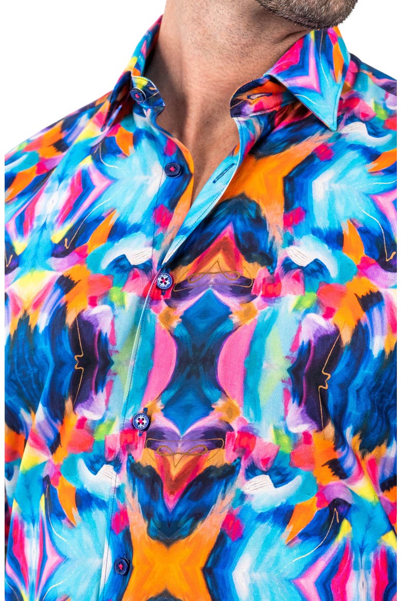 Fibonacci Discomakeup Multi Contemporary Fit Button-Up Shirt, Alternate, color, BLUE