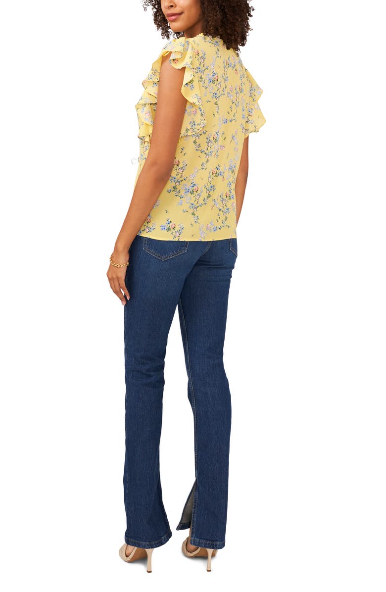 Vince Camuto Rosey Vines Flounce Sleeve Top, Alternate, color,