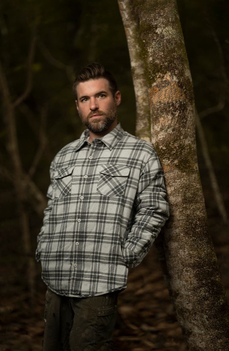 BURNSIDE Long Sleeve Flannel Shirt, Alternate, color, Grey/ Steel