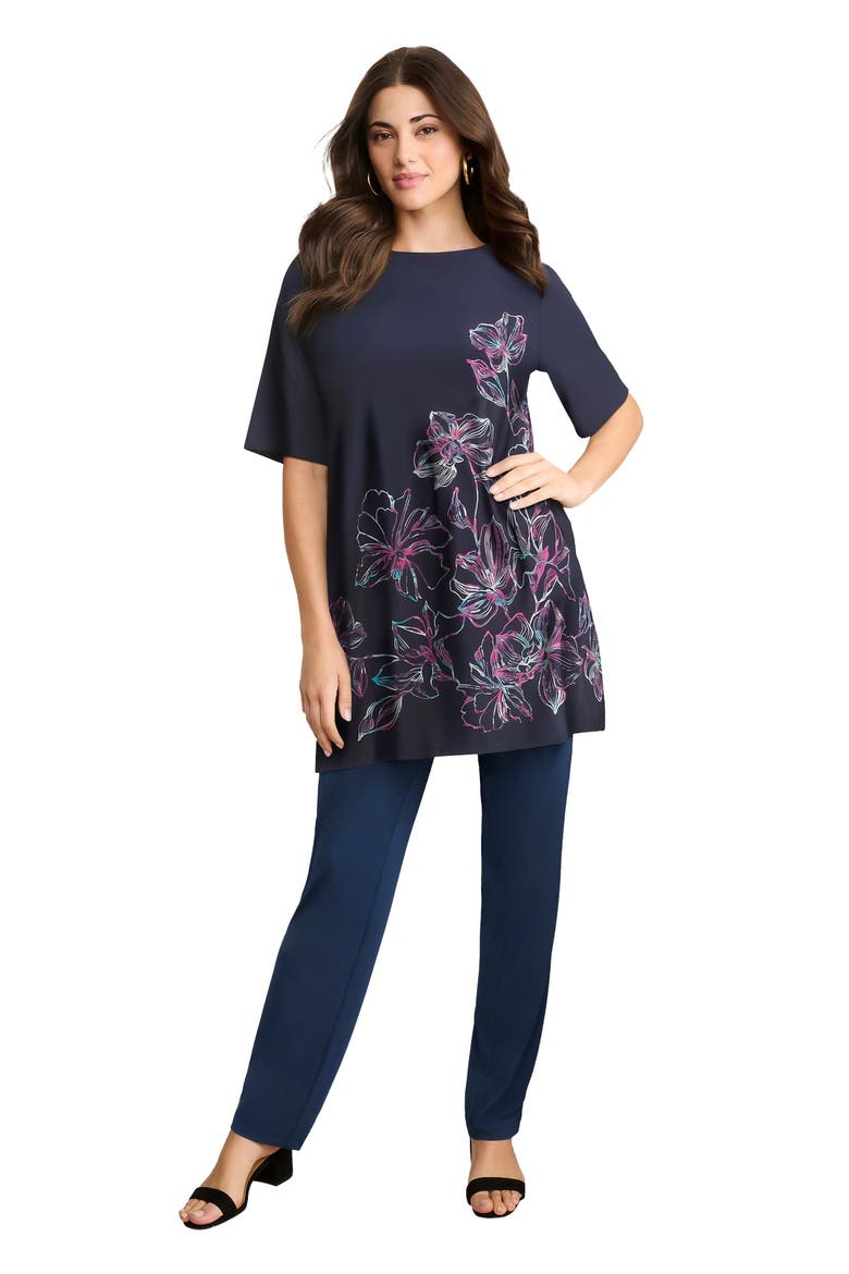Printed Tunic, Main, color, NAVY MEADOW FLORAL