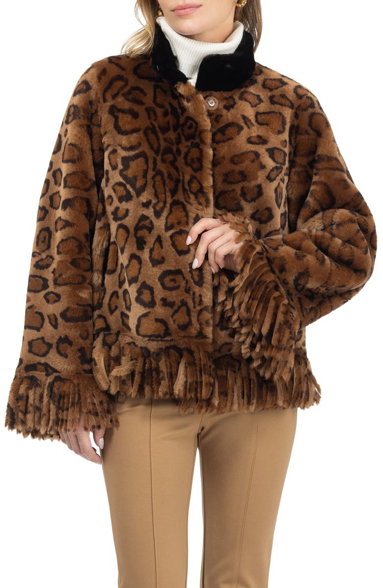 GORSKI Shearling Lamb Jacket With Fringes, Main, color, Lprd/Black