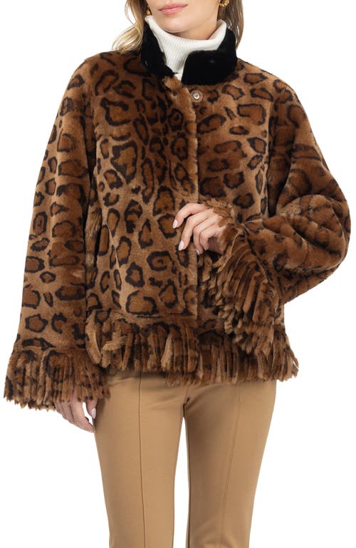 Gorski Shearling Lamb Jacket With Fringes In Brown