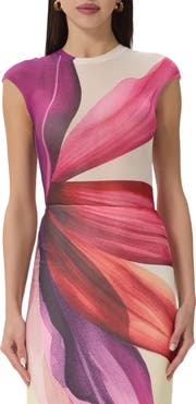 AFRM Nina Print Cap Sleeve Mesh Top