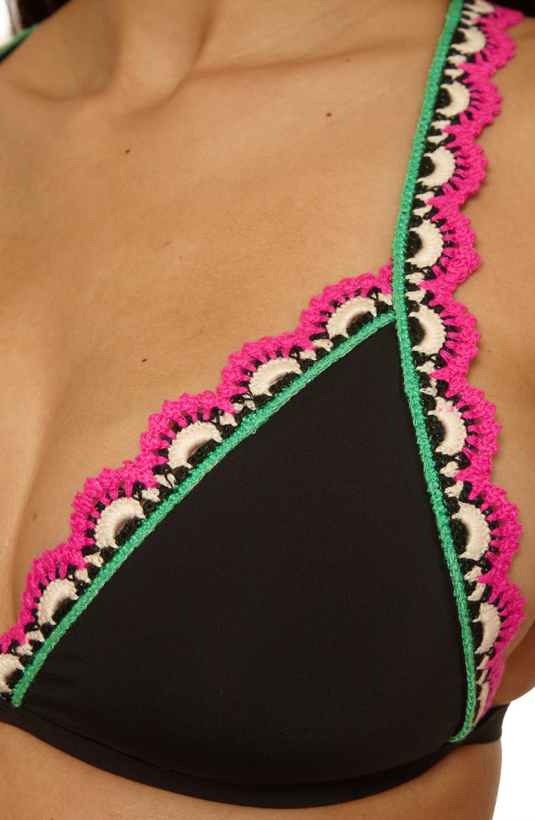 Lucky Brand Malaga Crochet Trim Bikini Top, Alternate, color, Black