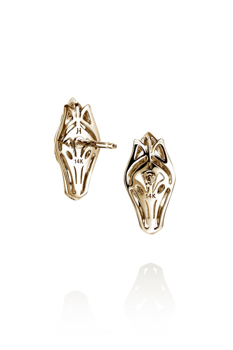 Naga Stud Earrings in 14K Gold & Diamonds, Alternate, color, GOLD