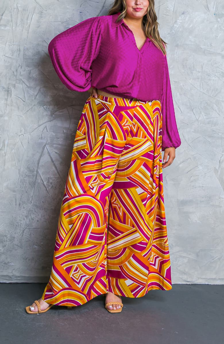 FLYING TOMATO Textured Hidden Placket Button-Up Top, Alternate, color, Fuchsia