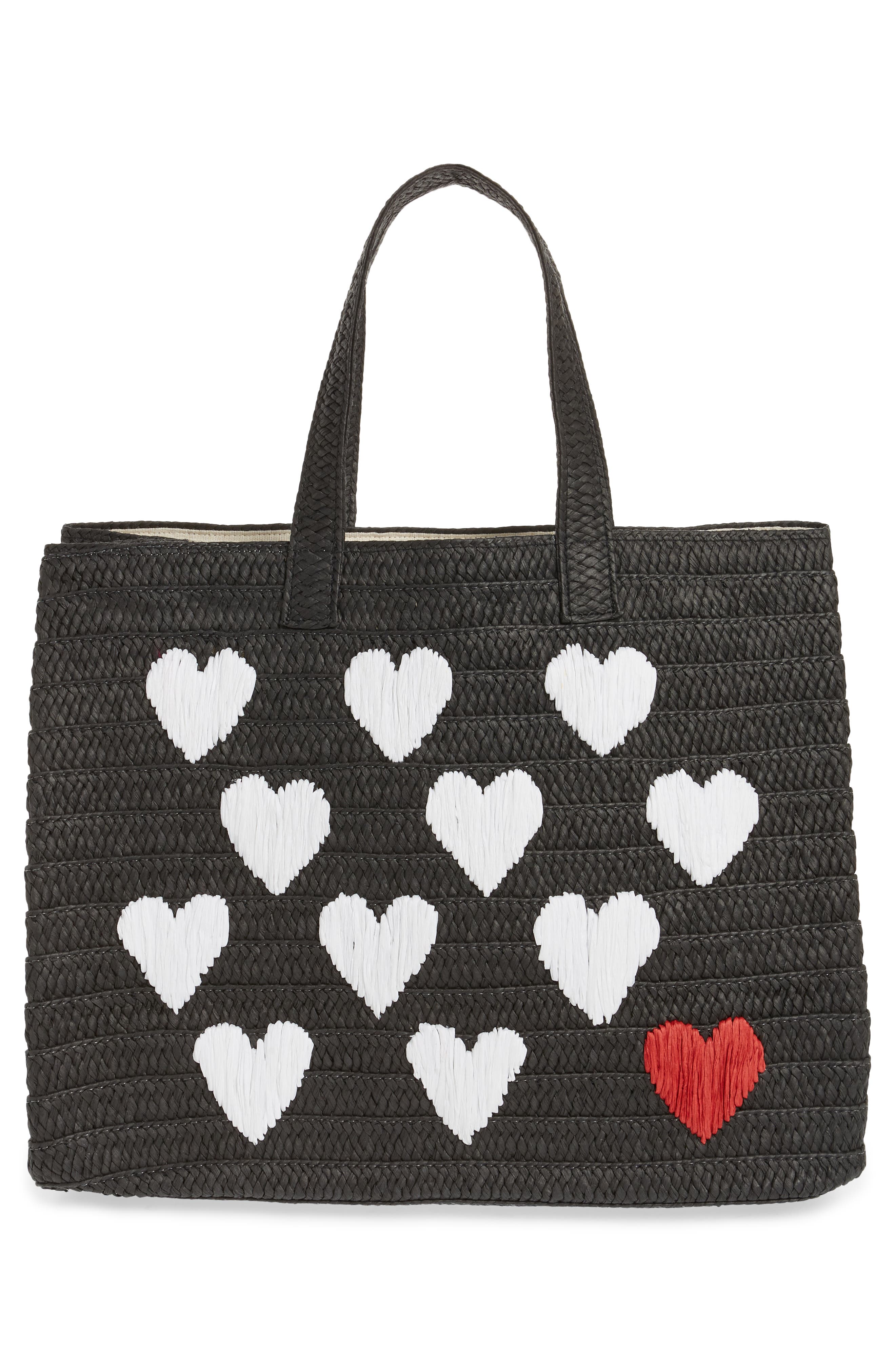BTB Los Angeles Be Mine Straw Tote, Alternate, color, 