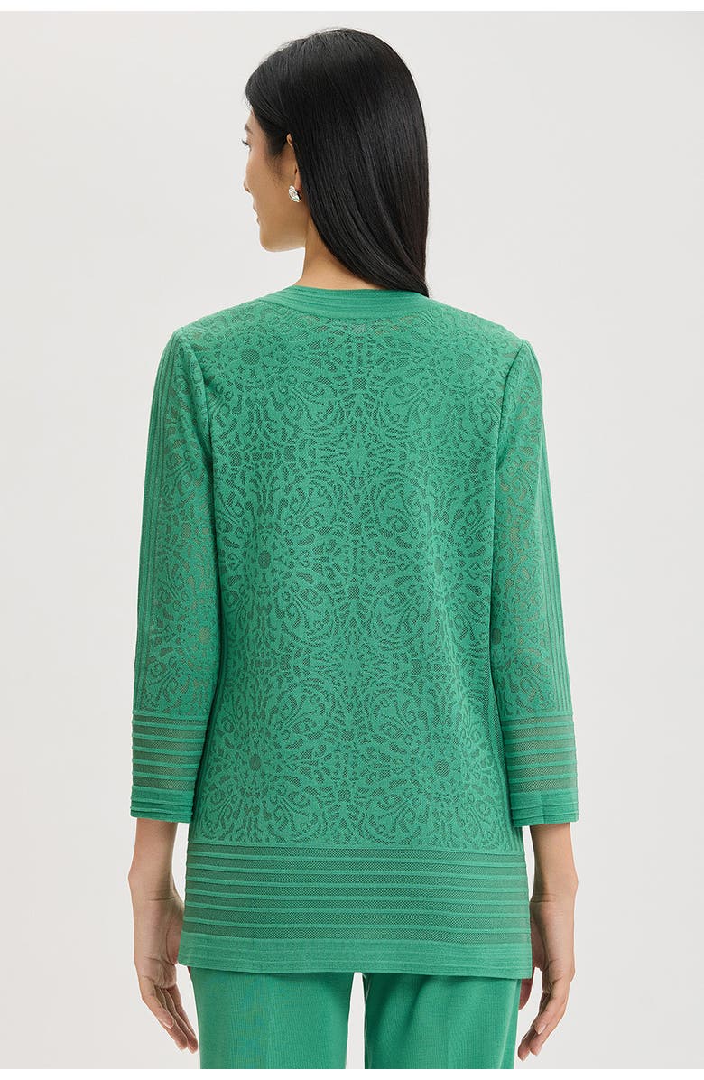 Ming Wang Heritage Burnout Medallion Knit Jacket, Alternate, color, Kelly Green