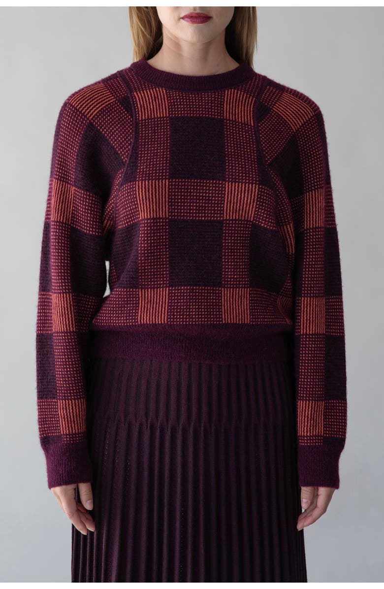 SSKEIN Tartine Plaid Pullover, Main, color, Aubergine