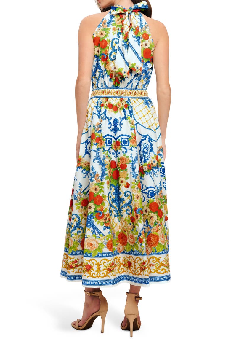 Floral Sleeveless Cotton Maxi Dress, Alternate, color, IVORY BLUE