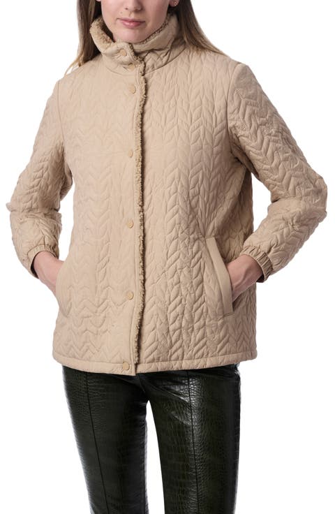 Quilted Jacket with Faux Shearling Collar