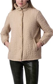 Bernardo Quilted Jacket with Faux Shearling Collar
