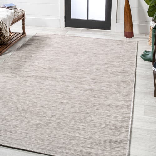 Jonathan Y Ethan Modern Flatweave Solid Indoor/outdoor Area Rug In Light Gray