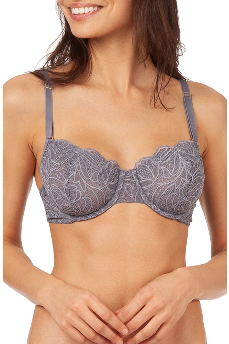 The Unlined Underwire Scalloped Lace Bra, Main, color, SMOKE