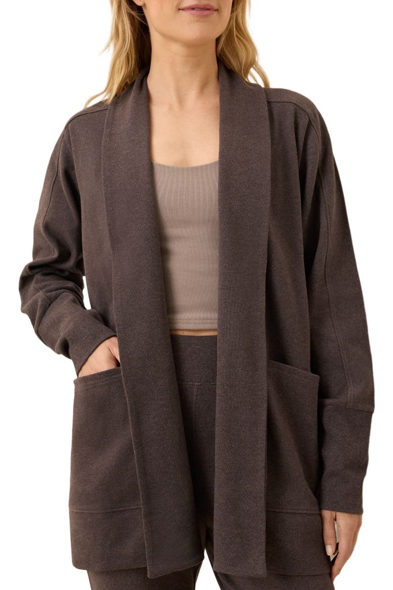 Organic Cotton Airplane Wrap Cardigan, Alternate, color, Chocolate Heather