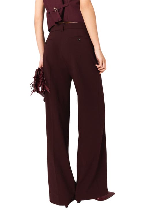 Maje Tailored High-waisted Suit Trousers In Burgundy