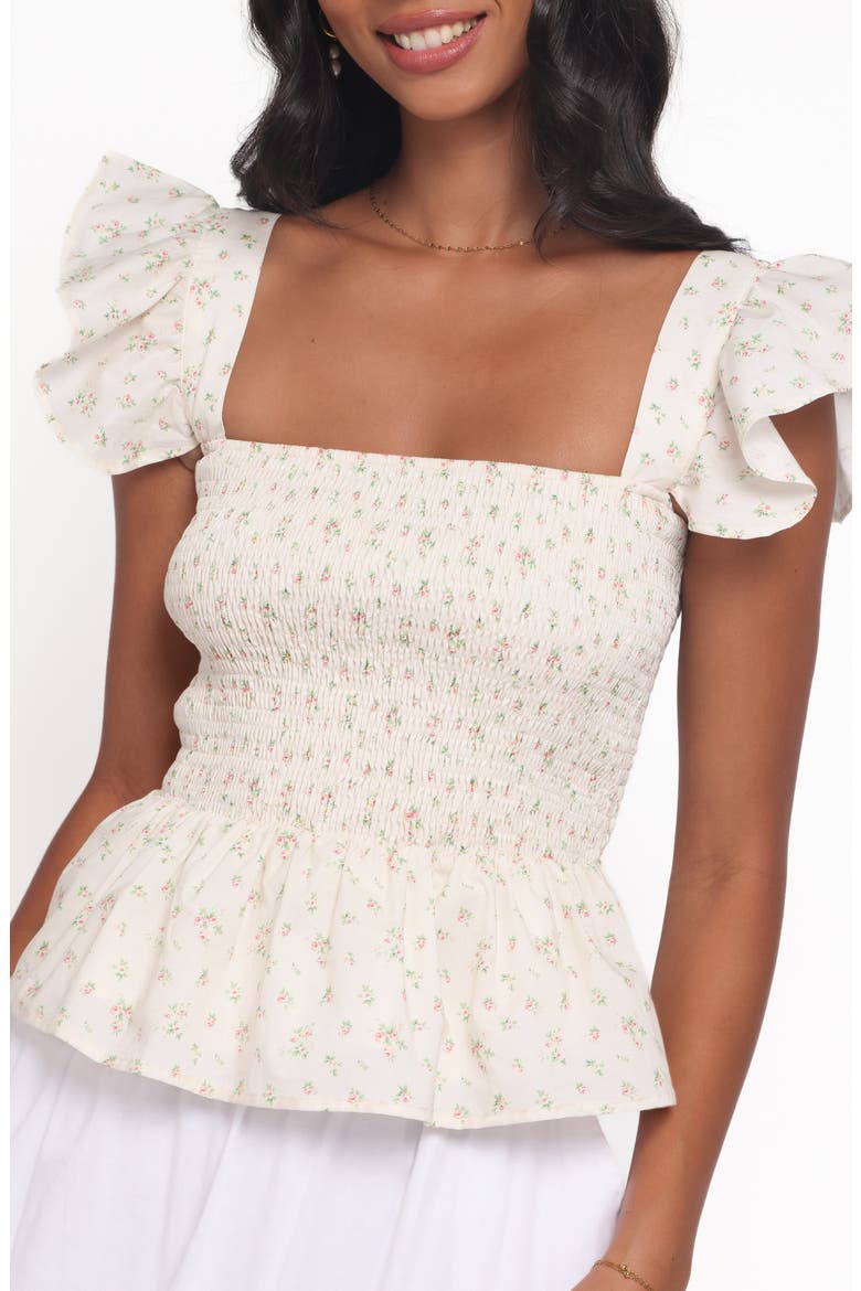 Remira Smocked Ruffle Top, Alternate, color, WHITE BETTY
