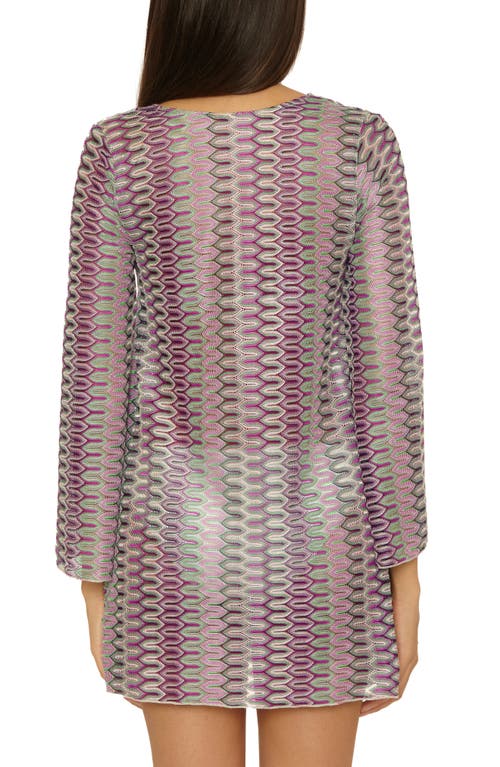 Becca Paradise Metallic Knit Cover-up Tunic In Olive Multi