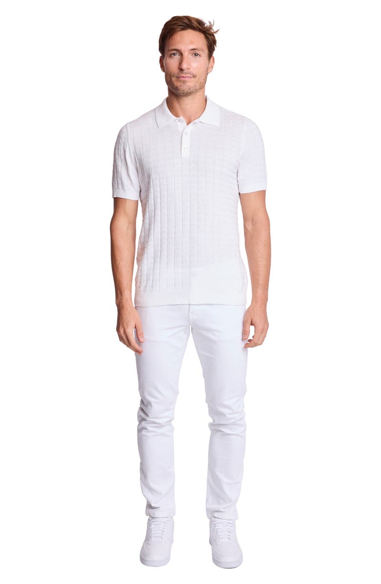 PAISLEY & GRAY Zigzag Knit Polo, Alternate, color, White Lotus