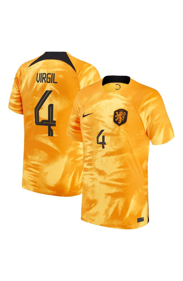 Nike Men's Nike Virgil Van Dijk Orange Netherlands National Team 2022/23 Home Breathe Stadium Replica Player Jersey, Main, color, 