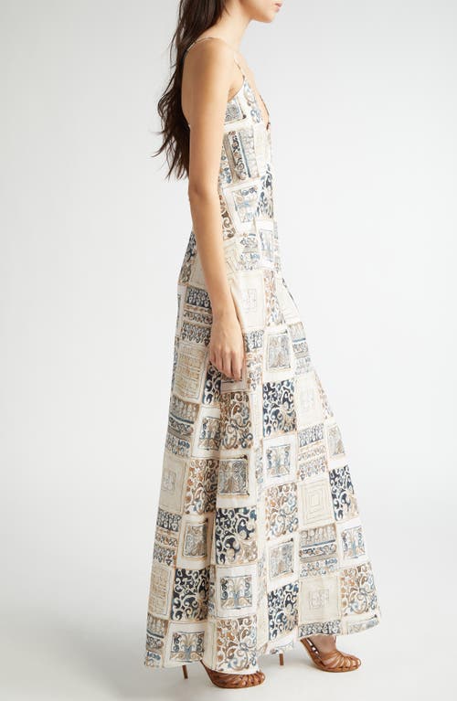 Eleventy Tile Print Linen Slipdress In Sand