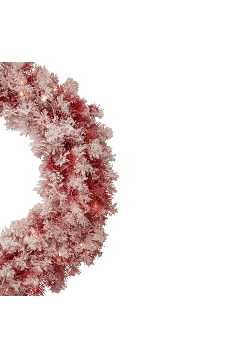 Northlight Pre-Lit Flocked Artificial Christmas Wreath - 36" - Red - Clear Lights, Alternate, color, Red