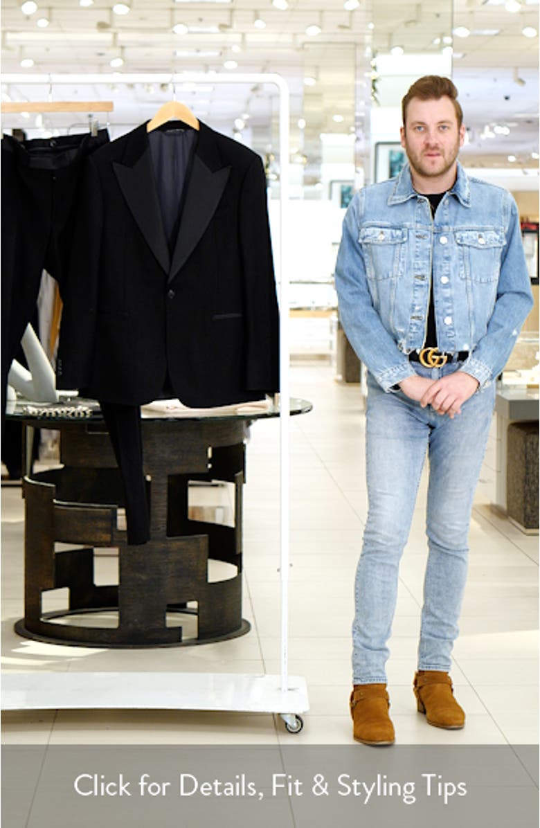 Winston Peaked Lapel Black Wool Tuxedo, sales video thumbnail