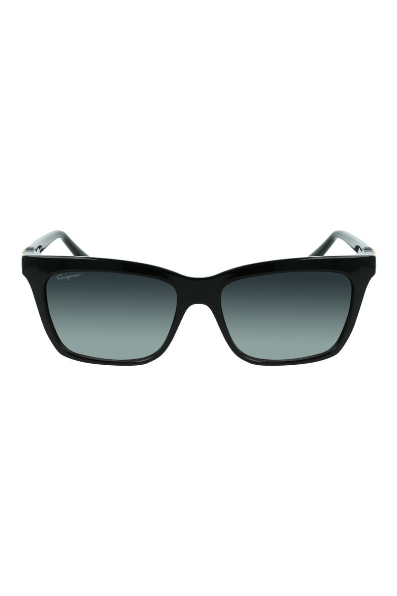 Gancini 54mm Rectangular Sunglasses, Main, color, BLACK