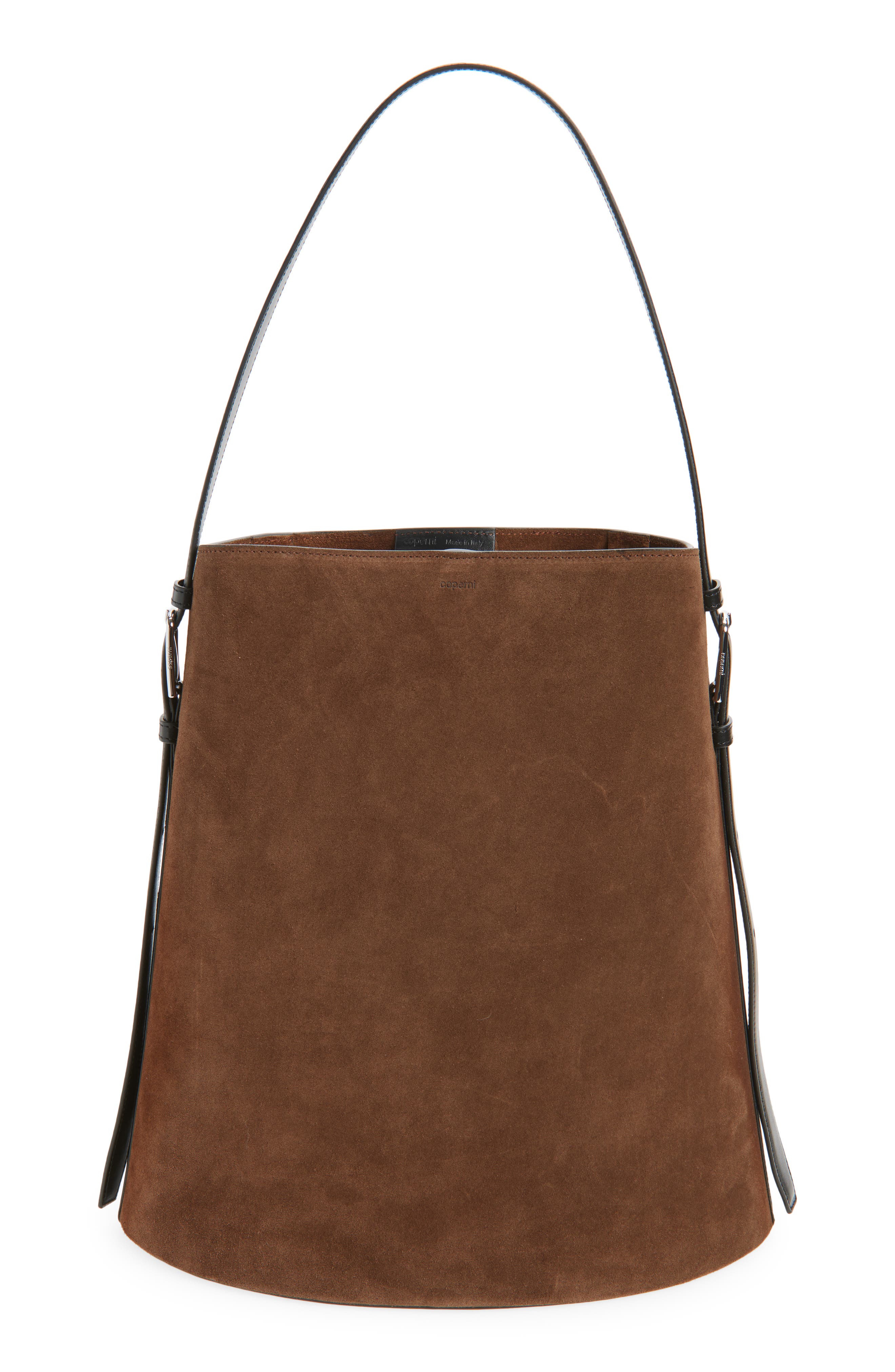 Coperni Ergonomic Suede Bucket Bag, Main, color, Brown