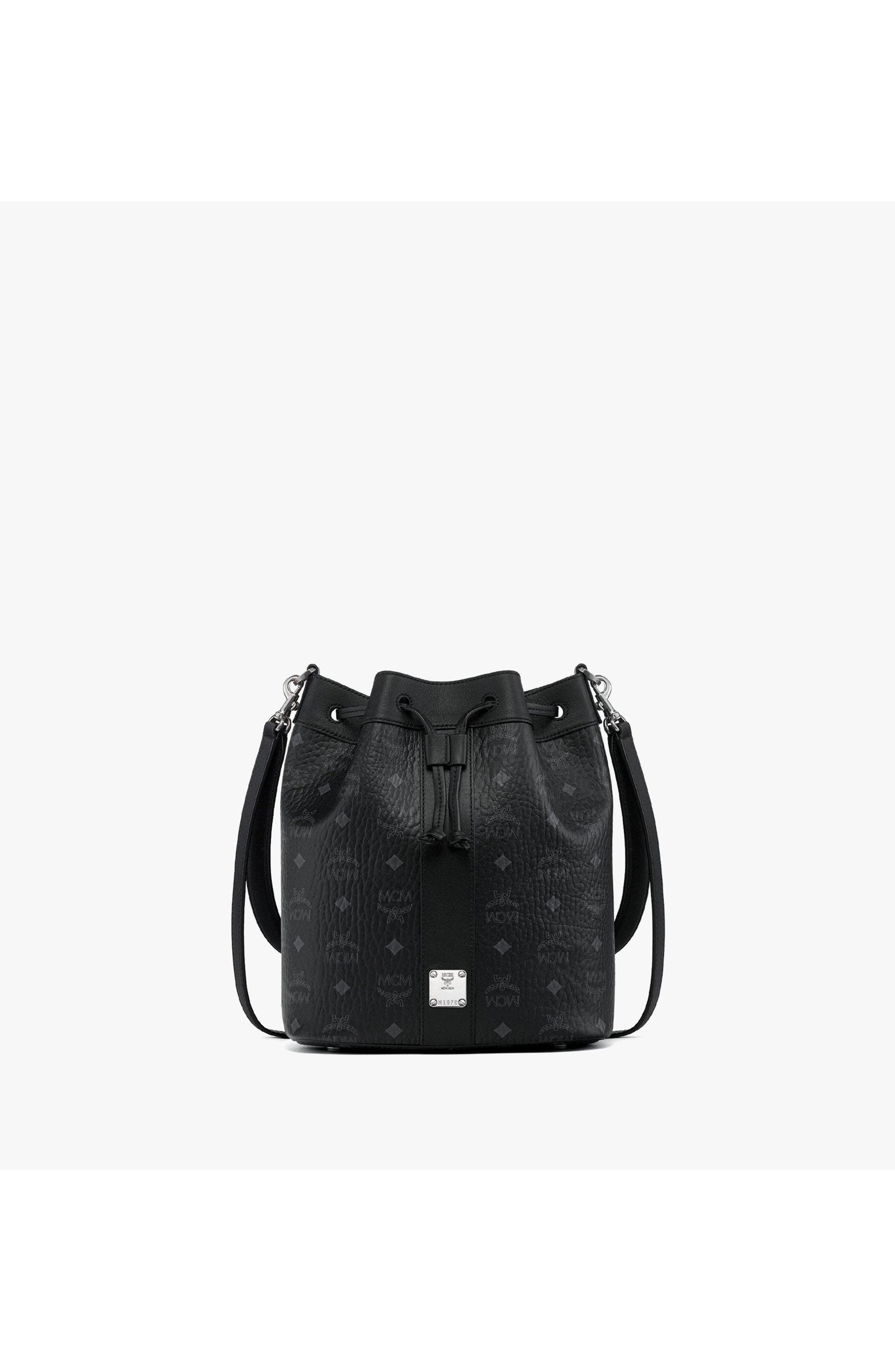 Medium Dessau Drawstring Bag in Visetos, Main, color, Black