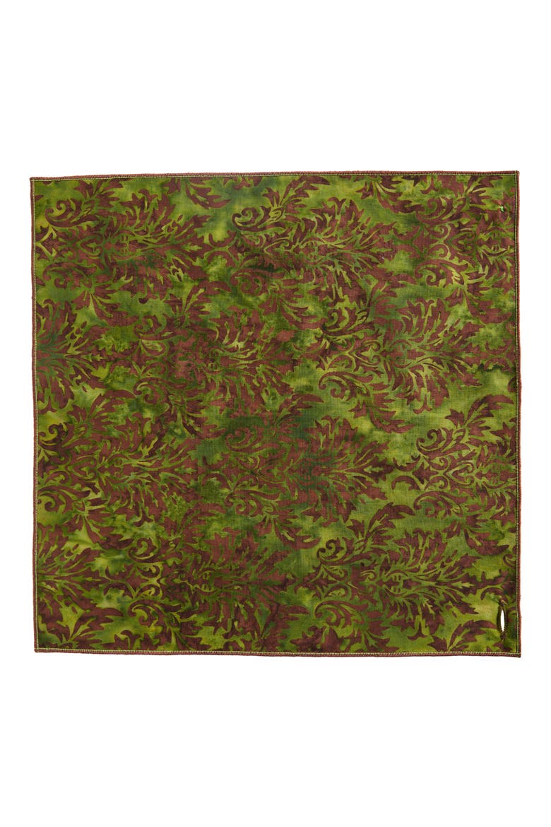 Print Cotton Pocket Square, Alternate, color, GREEN