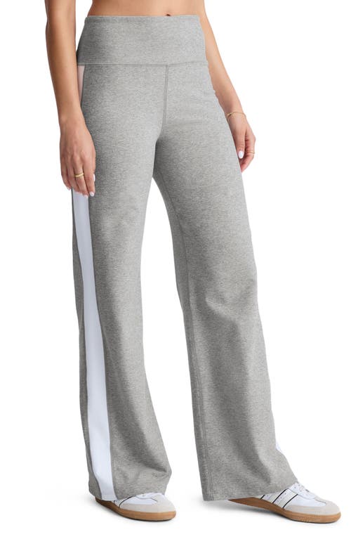 Beyond Yoga Space Dye Laid Back Stripe Pants In Silver Mist/cloud White
