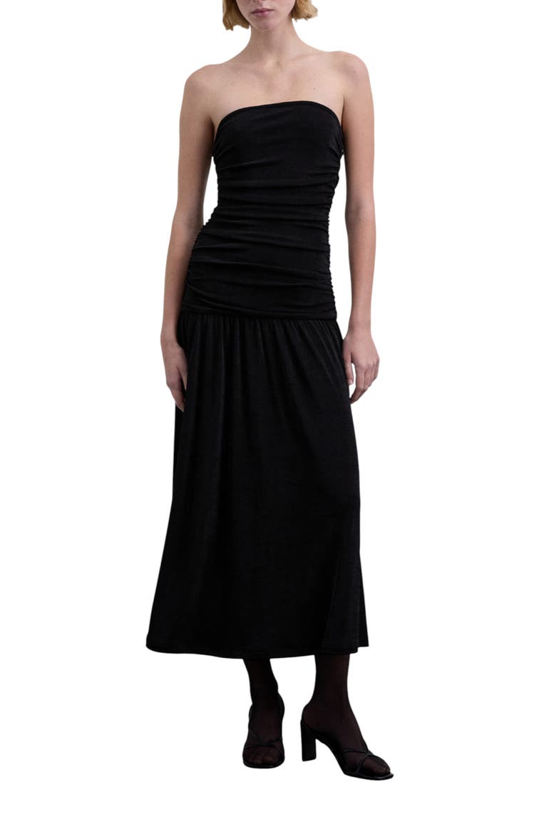 Gathered Knit Dress, Main, color, Black