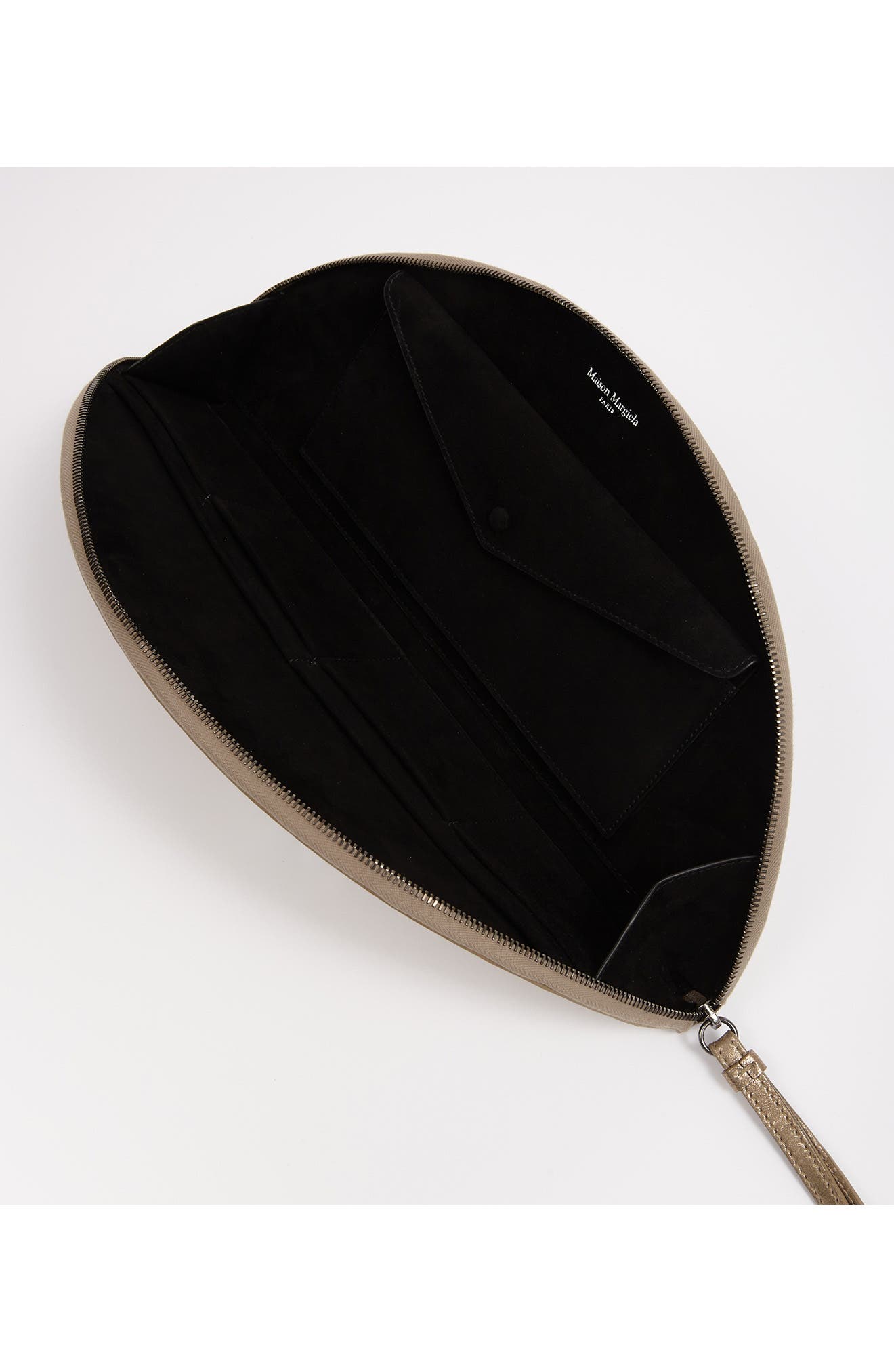 Maison Margiela Big Half Moon Leather Clutch, Alternate, color, Cream Gold