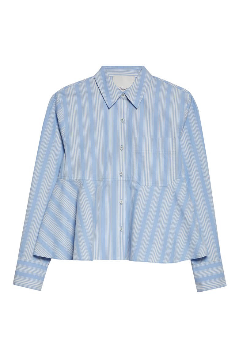 Button-Up Flounce Stripe Shirt, Alternate, color, AIRY BLUE MULTI