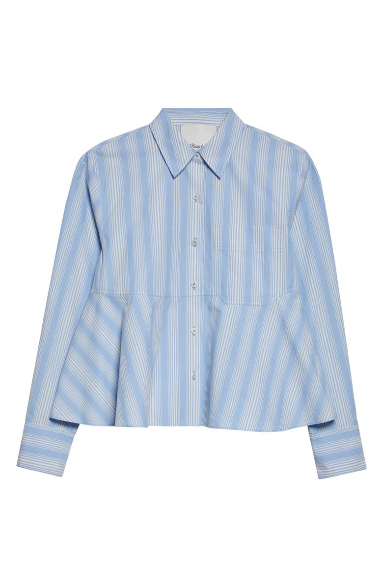 3.1 Phillip Lim Button-Up Flounce Stripe Shirt, Alternate, color, Airy Blue Multi