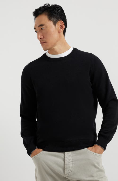 Brunello Cucinelli Virgin Wool Crewneck Sweater With Long Sleeves In Black